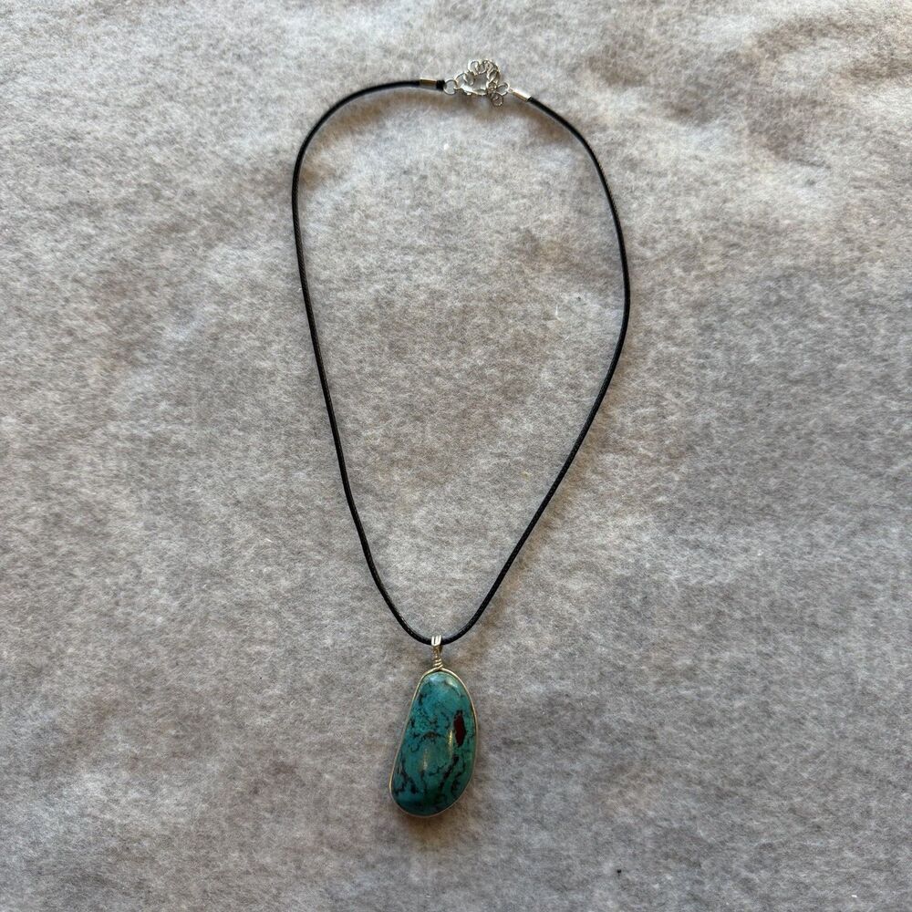 Vintage Handmade Chrysocolla Pendant Necklace